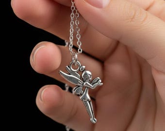 Collar con colgante de hada, inspirado en la caricatura de Campanilla, collar minimalista de hada para ella, colgante de regalo de cumpleaños, joyería de personajes de televisión