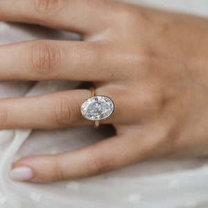 5,05 CT bezel set ovaal geslepen CZ stenen verlovingsring, dagelijkse slijtage ring voor vrouwen, solitaire trouwring, voorstel belofte ring, cadeau voor haar