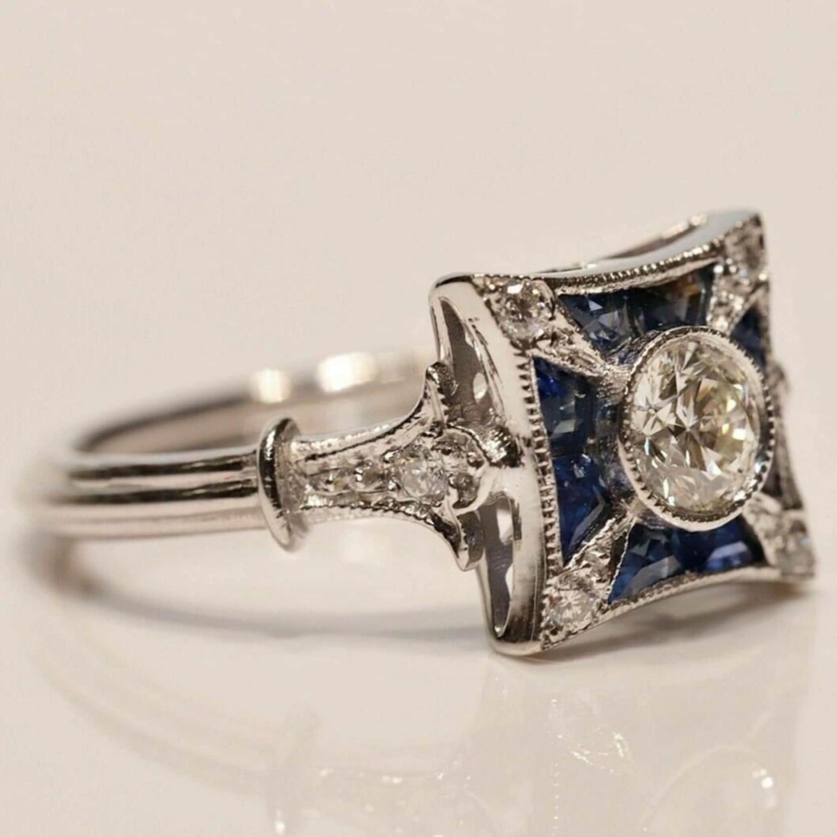 Sapphire silver antique ring - Etsy 日本
