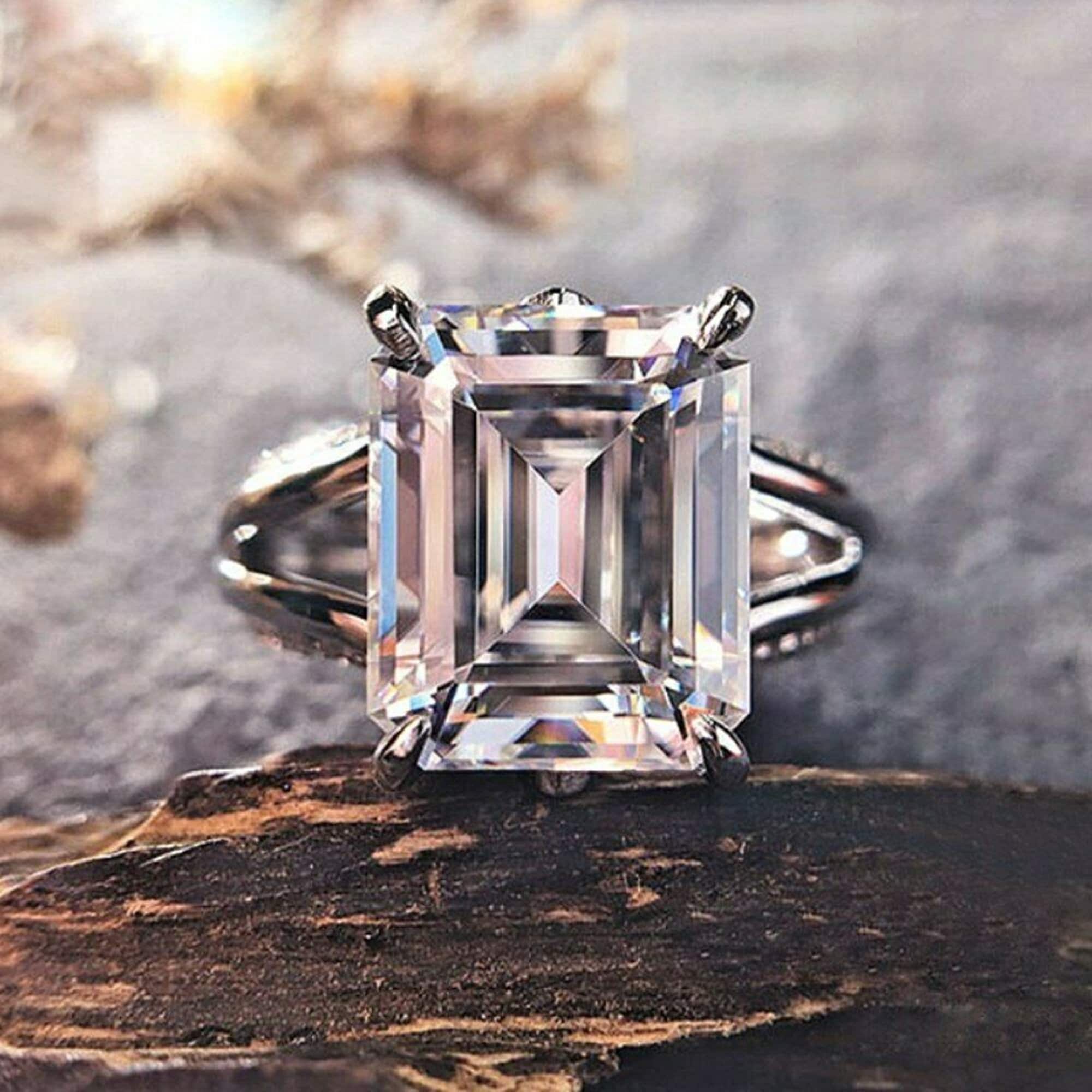 Split shank deals emerald ring