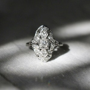 Art Deco Old European Cut CZ Stone Antique Engagement Ring, Vintage Mid-Century Ring For Women&#39;s, Statement Ring, Anniversary Gift for Wife
