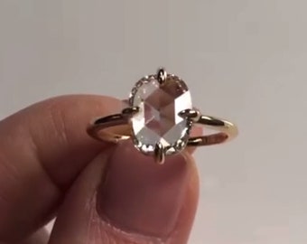 Classic Morganite Cushion Cut Diamond Ring / Fancy Prong Set Solitaire Ring / Delicate Minimalist Ring / Daily Wear Ring / Proposal Ring