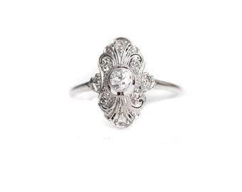 Filigraner Art Deco Ring / Antiker Vintage Ring / Verlobungsring / Verlobungsring / Verlobungsring / Feiner Schmuck / Unikat Ring