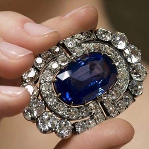 Antique Retro Gemstone Brooch, Blue Cushion & Round Cut CZ Stone Vintage Style Brooch, 925 Silver Art Deco Brooch, Woman&#39;s Wedding Brooch