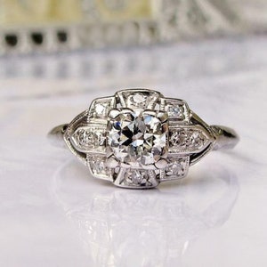 Vintage Old European Cut Stone Wedding Ring, Estate Ring For Mother, Antique Mid-Century Engagement Ring, Anniversary Gift for Wife