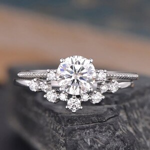 Round Cut CZ Stone Wedding Ring Set, Unique Fashionable Ring Set For Womens, Engagement Ring set, Anniversary Gift for Wife, Birthday Gift