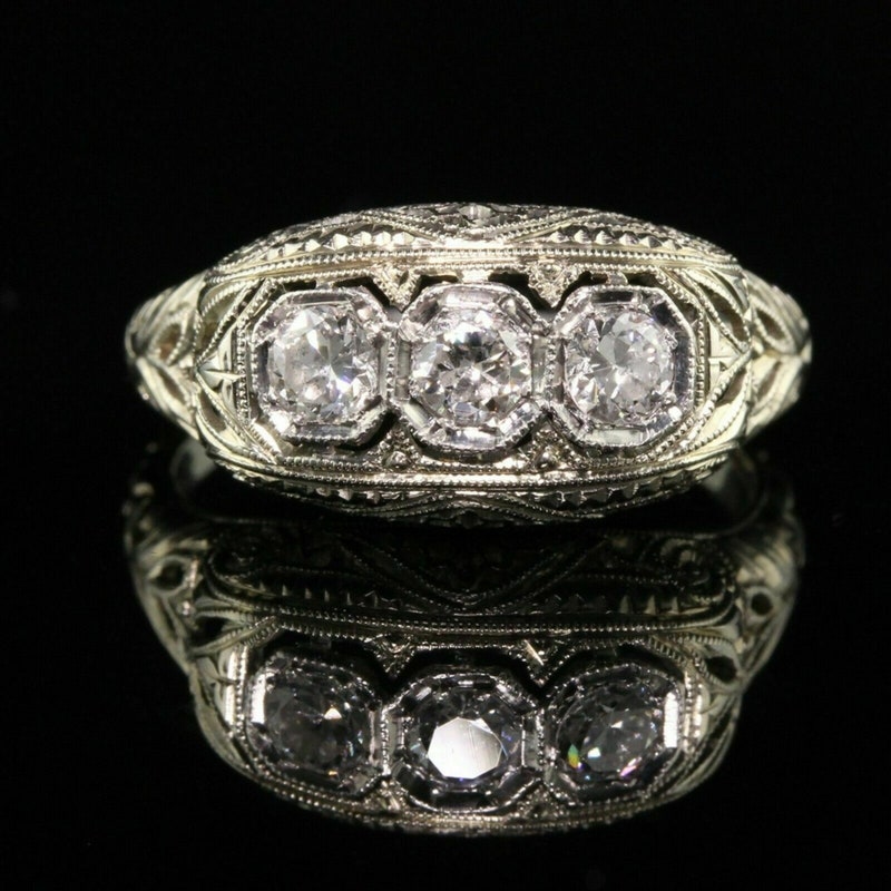 Retro Ring with Inlaid Stones main image 1