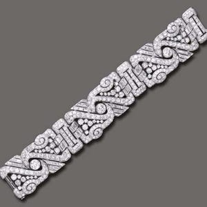 C.1930&#39;s Art Deco Tennis Bracelet, Wide Openwork Bracelet For Women, 925 Silver Party Wear Bracelet, Baguette & Round Cut CZ Stone Bracelet
