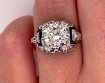 Old European Cut CZ Stone Mid-Century Ring, Art Deco Vintage Style Engagement Ring, Daily Wear Ring For Her, Antique Edwardian Wedding Ring