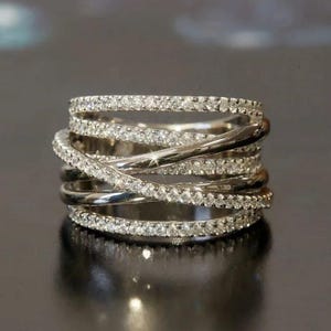 925 Silver Intertwined Cross Ring, Round Cut CZ Stone Crossover Ring, Women&#39;s Engagement Ring, Wedding Bridal Ring, Anniversary Gift For Her