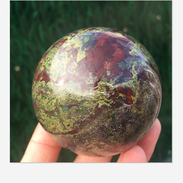 1pc 40mm+ Natural dragon blood stone quartz sphere crystal ball,rock, stone, Home decoration, mineral specimen,Reiki healing 200g+