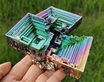 450g+ Rainbow Bismuth ore geode Crystal Quartz titanium mineral point, Bismuth Ore Specimens,Home decoration, mineral specimen,Reiki healing