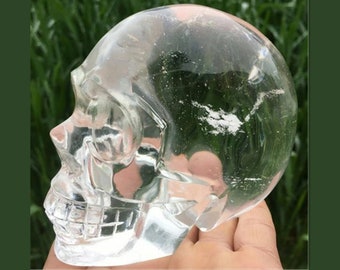 4'' Hand carved Clear Melting stone Crystal Skull，quartz crystal，Crystal Statue Decor Reiki Healing 1PC