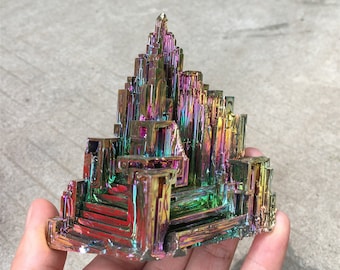 1PC 300g+ Titanium Rainbow Bismuth Ore,Crystal Quartz Mineral Point,Tower,Home Decoration,Mineral Specimens,Crystal Collection,Reiki Healing