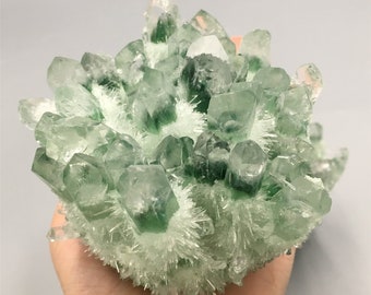 1PC Natural Quartz Crystal Green Ghost Cluster,Crystal VUG,Collection,Degaussing Stone,Crystal healing,Mineral samples,Home Decoration 400G+