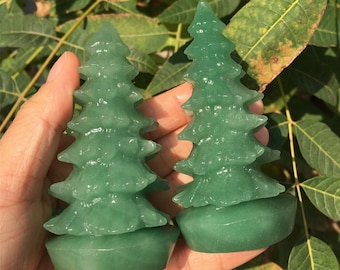 1PC Natural Aventurine Christmas Tree,Quartz Christmas Tree,Crystal Carving,Mineral Specimen,Reiki Healing,Home Decoration,Gifts 140g+