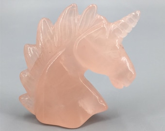 450-650g Natural Rose Stone Crystal Quartz Covered Unicorn Horse 