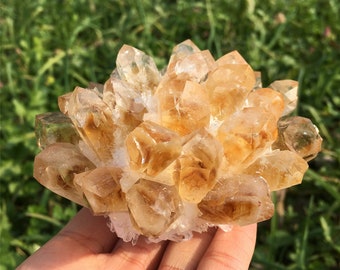 400g+ Natural Yellow Ghost Cluster,Quartz Crystal VUG,Degaussing Stone,Crystal Healing,Mineral specimen,Home Decoration,Crystal Gifts 1PC