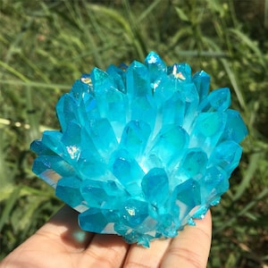 1PC Blue Titanium Quartz Crystal Cluster,Crystal VUG,Crystal Healing,Mineral Specimen,Home Decoration,Reiki Healing,Crystal Gifts 300g+