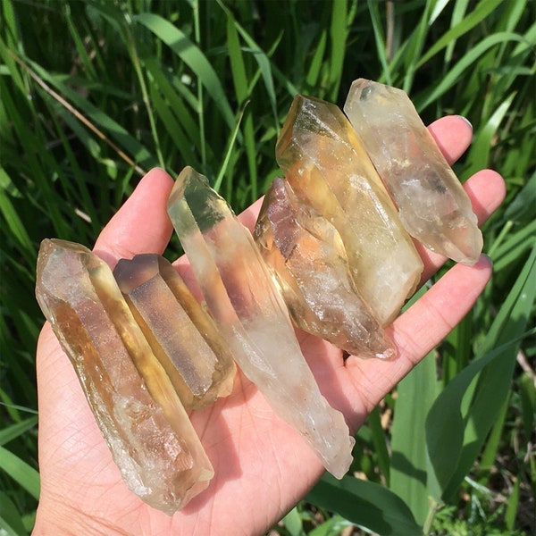 50/100/200g Smoky Citrine Lot Bulk,Quartz Crystal  Points,Natural Formed Crystal Points,Rough Citrine Quartz,Thin Quartz Loose Rough Gems