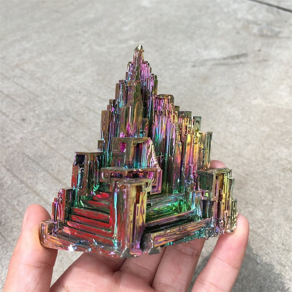 1PC 300g+ Titanium Rainbow Bismuth Ore,Crystal Quartz Mineral Point,Tower,Home Decoration,Mineral Specimens,Crystal Collection,Reiki Healing