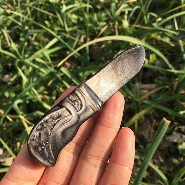 1PC Natural Silver Obsidian Knife,Quartz Crystal Dagger,Quartz Knife,Crystal Kwordrose,Home Decoration,Reiki Healing,Crystal Gifts 20g+