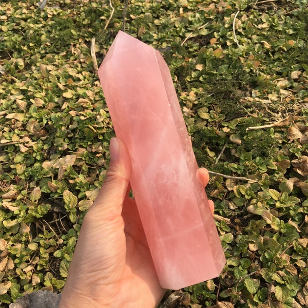 550-700g Natural Rose Quartz Obelisk,Quartz Crystal Wand Piont,Crystal Tower,Mineral Specimens,Home Decoration,Reiki Healing,Crystal Gifts