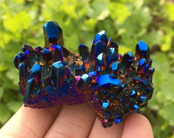 1PC Natural Blue Titan Regenbogen Cluster, Quarzcluster, Kristall VUG, Rock, Innendekoration, Kristallheilung, Mineralprobe, Kristallgeschenk 30g +