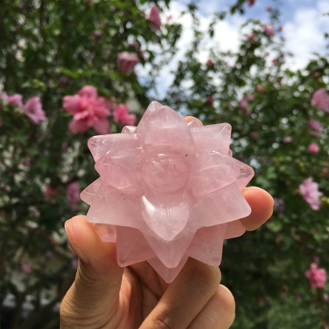 Natural Rose Quartz Flower,quartz Crystal Flower,plant Sculpture,home