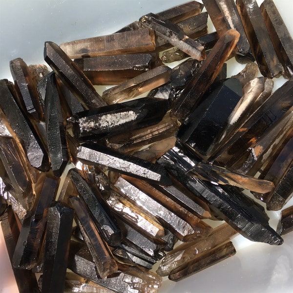 Lot de cristaux de quartz fumé 50/100/200 g en vrac, pointes de quartz fumé, pointes de cristal naturel, quartz fumé brut, quartz fin, pierres brutes en vrac