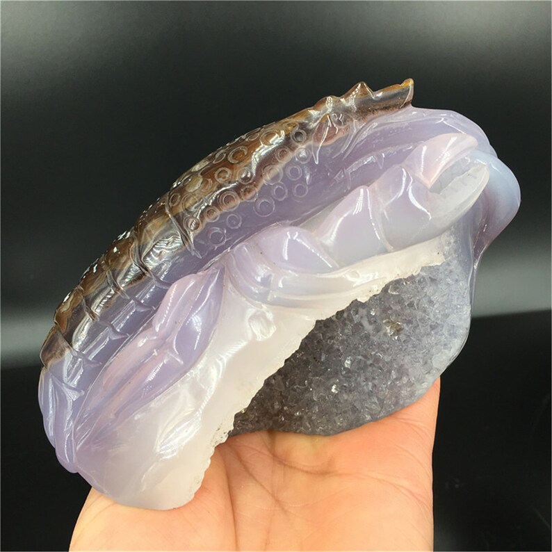 1.34LB Natural Quartz Crystal Agate Lobster,Crystal healing,Rock,Crystal Carving,Home Decoration,mineral specimens,Palm Plaything 1pc