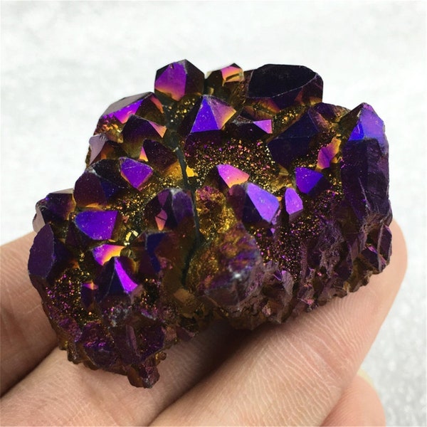 Natural Quartz Crystal Cluster,Titanium Rainbow Aureole VUG, Mineral Specimen,Reiki healing