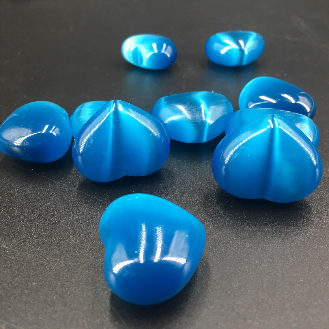 10PCS Sky Blue Cat's Eye Heart Quartz CrystalOpal Etsy