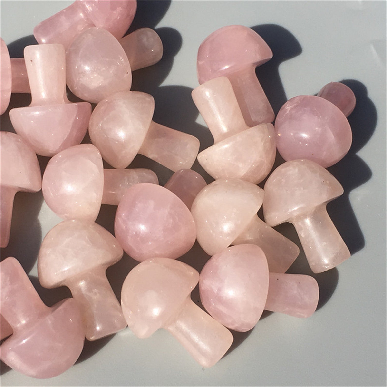 10pcs Natural Rose Quartz Mushroom Carved Quartz Crystal - Etsy Norway