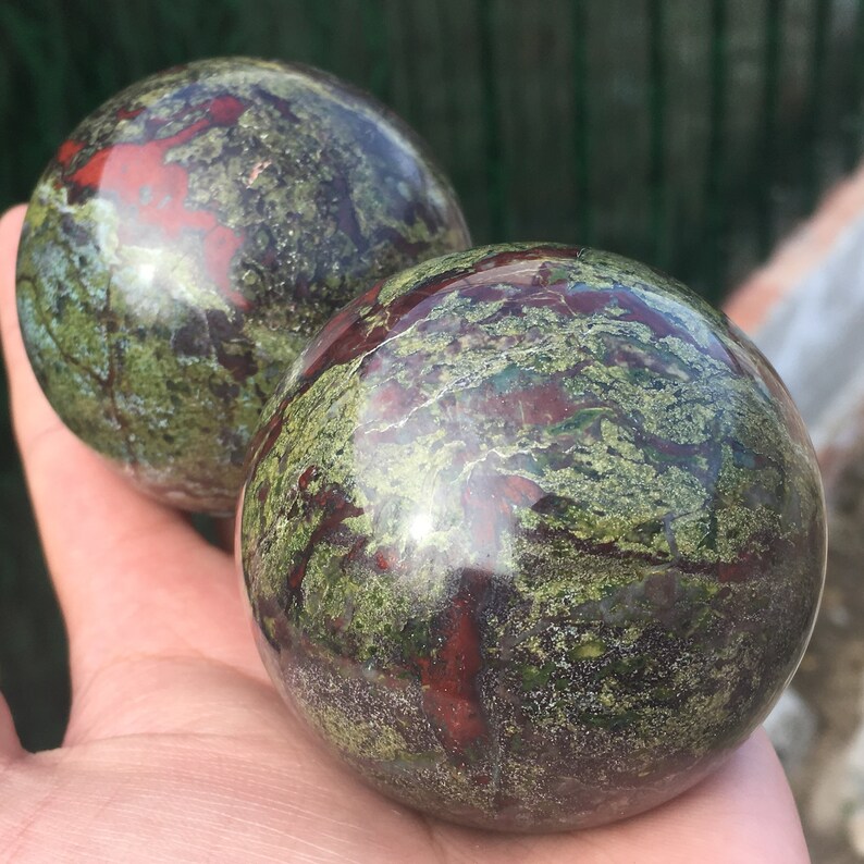 1pc 50mm+ Natural dragon blood stone quartz sphere crystal ball,rock stone mineral specimen,Reiki healing 260g+ Home decoration