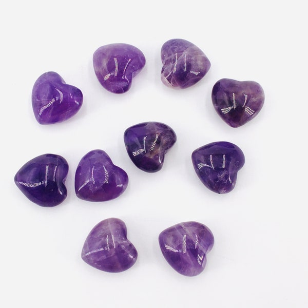 10PCS Natural Dream Amethyst Mini Heart,Quartz Heart Pendant,Crystal Carving,Crystal Jewelry,Mineral Specimen,Reiki Heal,Crystal Gifts 20g+