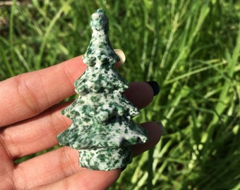 1PC Natural Qinghai Jade Christmas Trees,Quartz Crystal Christmas Tree,Crystal Carving,Mineral Specimen,Reiki Healing,Crystal Gifts 45g+