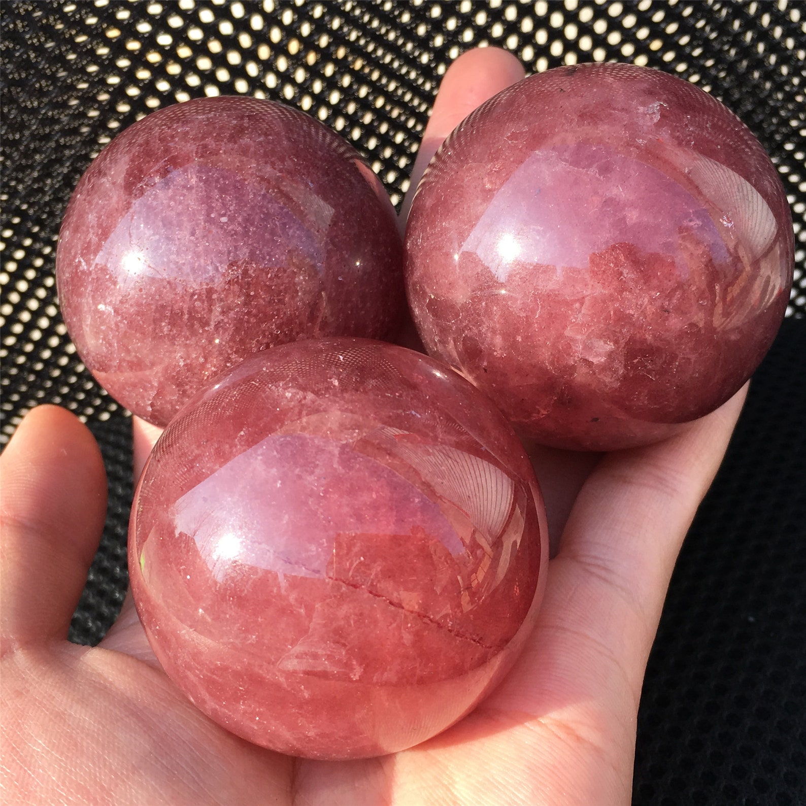 200g Natural Strawberry Quartz Crystal Spherecrystal Etsy