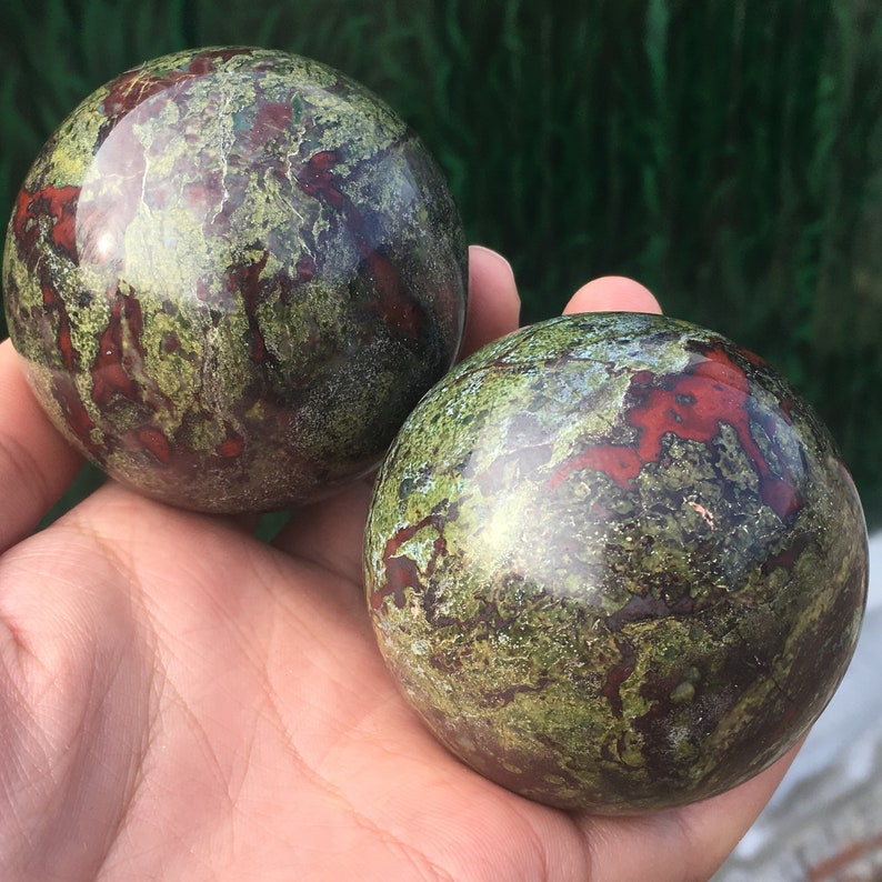 1pc 50mm+ Natural dragon blood stone quartz sphere crystal ball,rock stone mineral specimen,Reiki healing 260g+ Home decoration