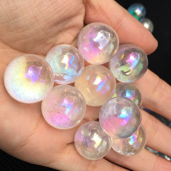 TOP A Lot White Rainbow Aura Sphere Of Titanium In The Seed Crystal Ball 1kg+ 