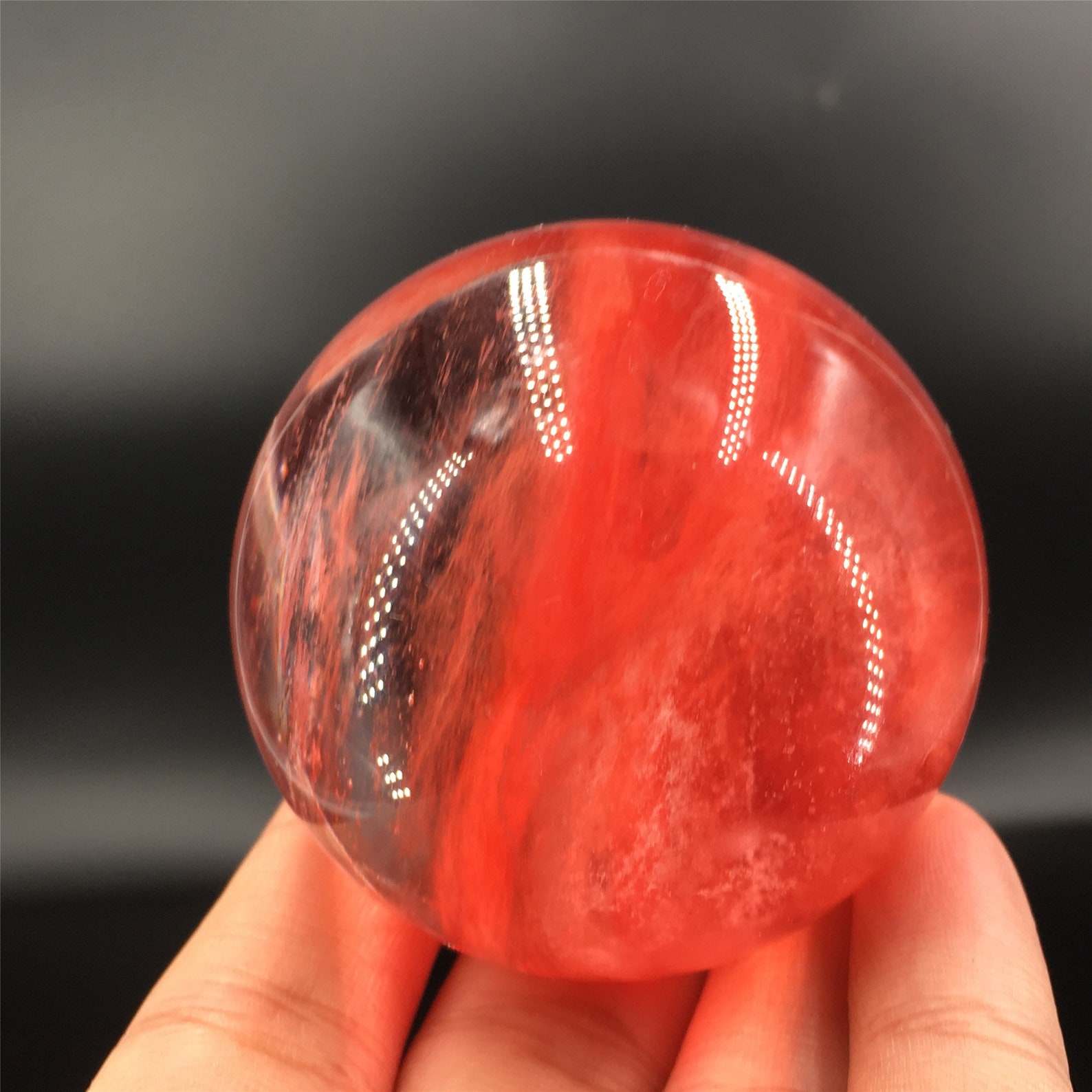 150g Red Smelting Quartz Sphere Crystal Etsy