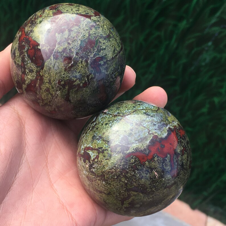 1pc 50mm+ Natural dragon blood stone quartz sphere crystal ball,rock stone mineral specimen,Reiki healing 260g+ Home decoration