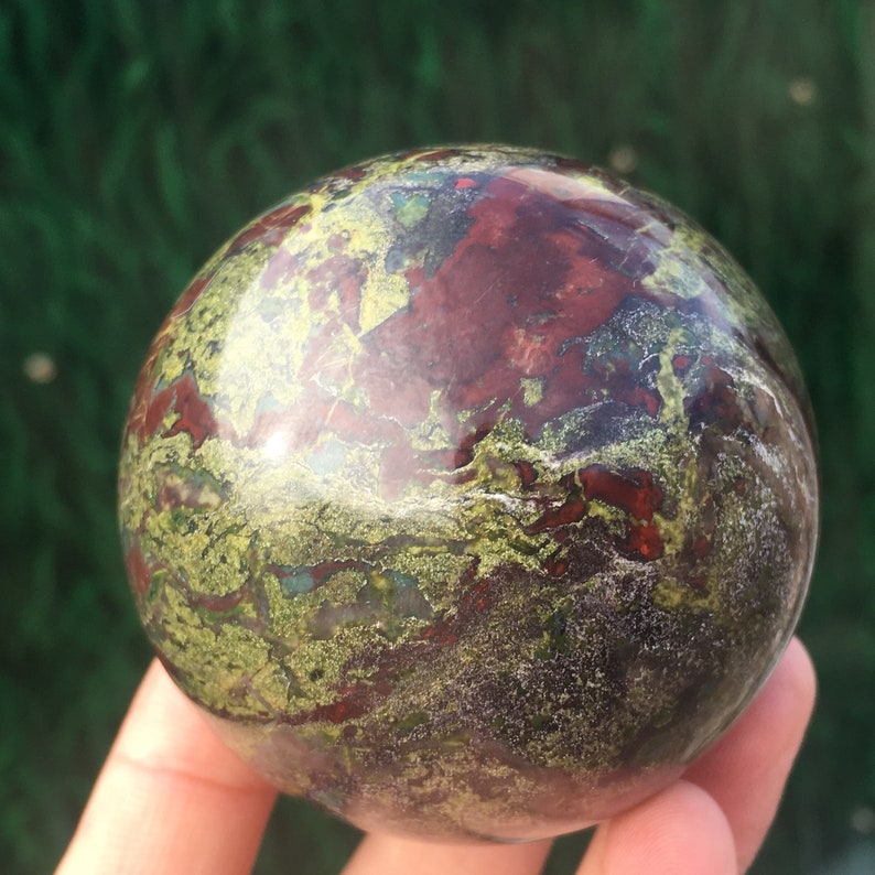 1pc 50mm+ Natural dragon blood stone quartz sphere crystal ball,rock stone mineral specimen,Reiki healing 260g+ Home decoration