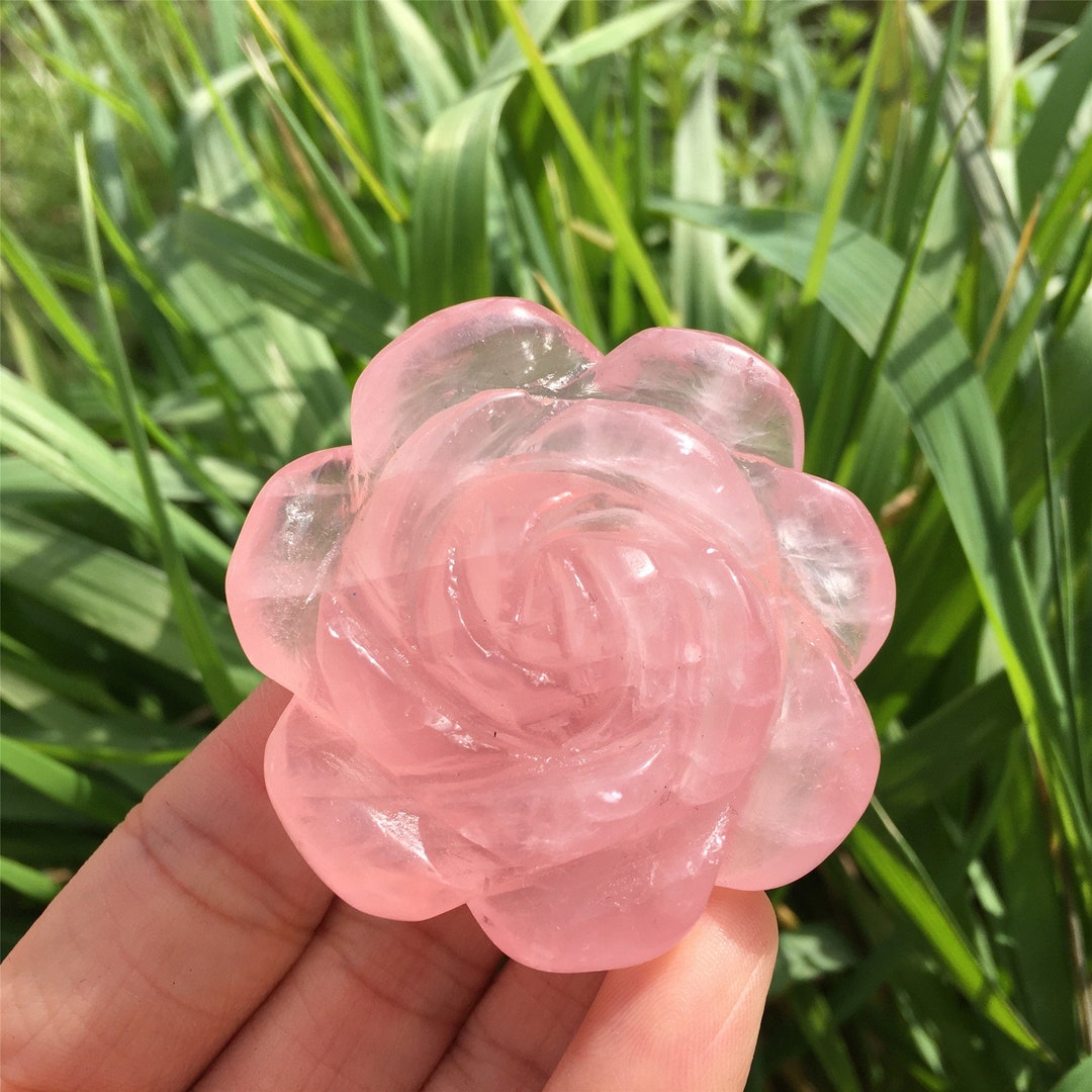1PC Natural Rose Quartz Flower,quartz Crystal Flower,plant Sculpture