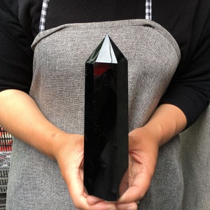 400g Natural obsidian TowerObsidian obeliskcrystal mineral wand pointhealing randomEnergy column image 9