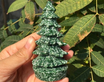 1PC Natural Qinghai Jasper Christmas Tree,Quartz Christmas Tree,Crystal Carving,Mineral Specimen,Reiki Healing,Home Decoration,Gifts 140g+