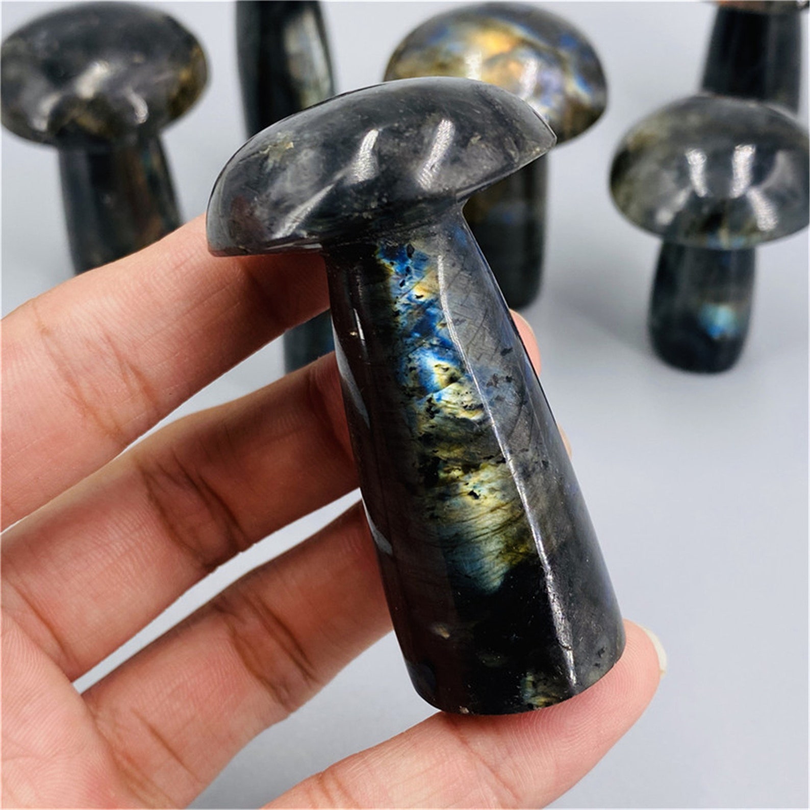 Natural Labradorite mushroom Quartz Crystal Carved Quartz | Etsy