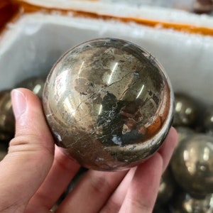 Esfera de calcopirita natural Bola de cristal de cuarzo Curación Reiki 50 mm + 1 pieza