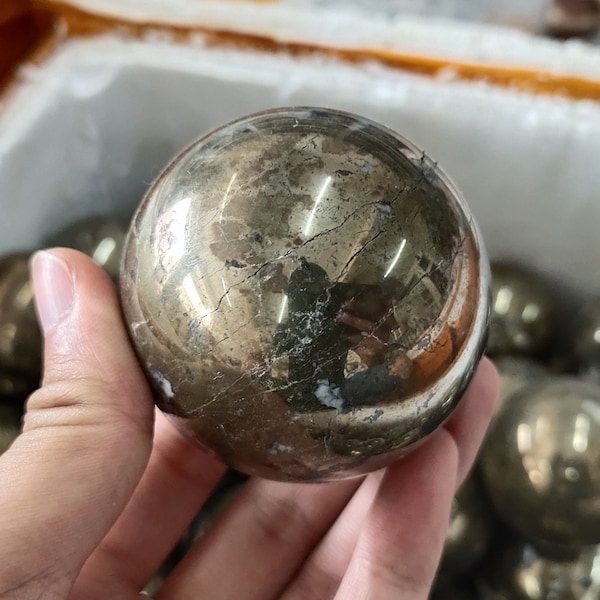 Natural chalcopyrite sphere Quartz crystal ball Healing Reiki 50mm+ 1pc