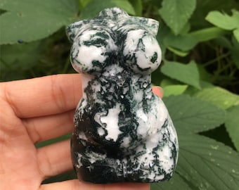 1PC Natural Moss Agate Plus Size Goddess,Quartz Model,Crystal Healing,Home Decoration,Crystal Gift,Mineral Samples,Crystal Figurines 180g+